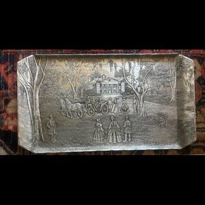 Wendell August Forge Plantation Estate Large Embossed Hammered Pewter Tray